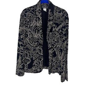 Retro Floral Embroidery Jacket PL Black Old Money Classic Preppy Boho Western